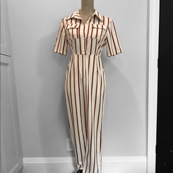 Nasty Gal White You're Just My Stripe Utility Jumpsuit​​​ - Picture 4 of 14